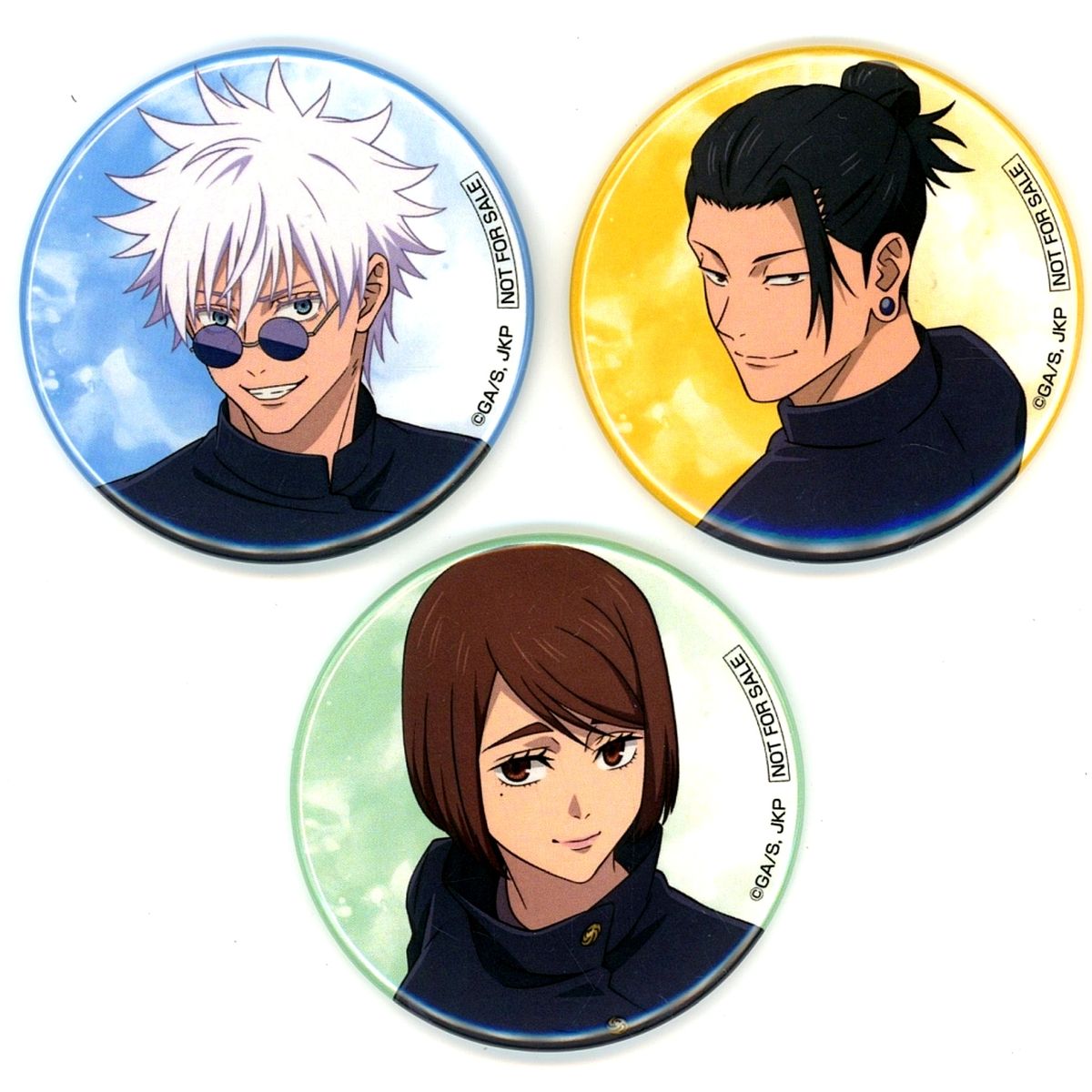 Set of 3 Satoru Gojo Suguru Geto Shoko Ieiri Jujutsu Kaisen: Hidden Inventory/Premature Death Illustration Button Only from Set of 3 Blu-ray/DVD Movie Compilation Rakuten Books Purchase Bonus [USED]