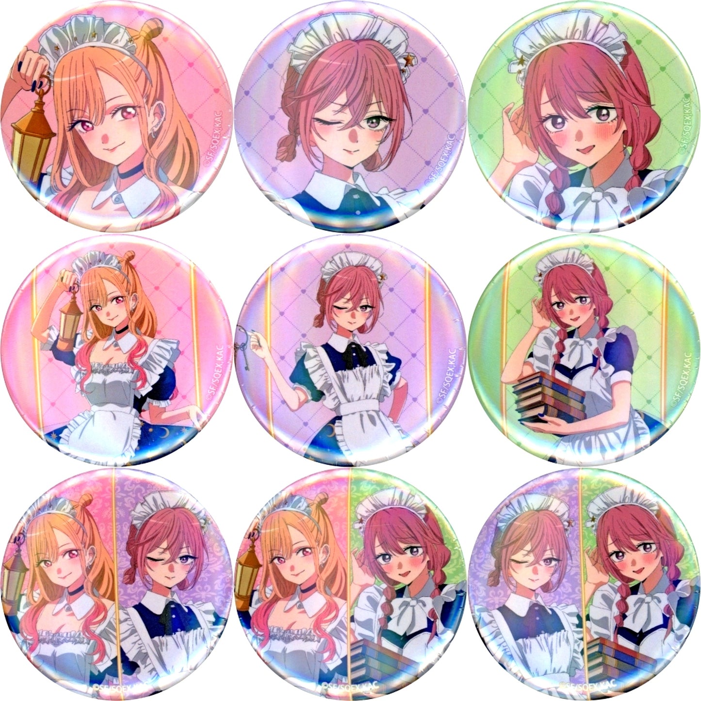 Set of 9 TV Anime My Dress-Up Darling Season 2 POP UP STORE in Loft Illustration Starry Sky Maid Ver. Trading Aurora Button [USED]