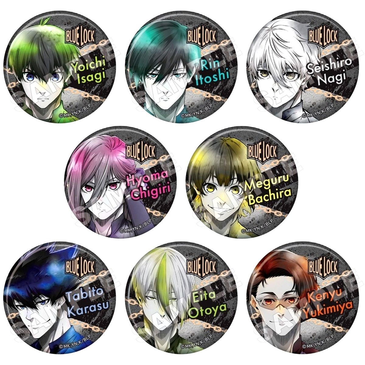 Set of 8 Blue Lock Secret Collection Metallic Button [USED]