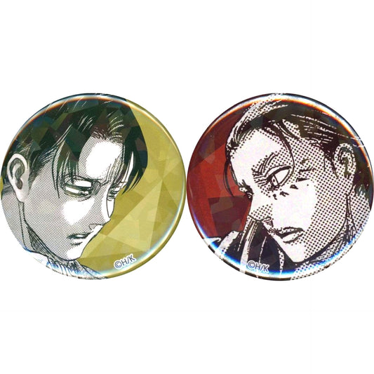 Set of 2 Eren Yeager & Levi Ackerman Attack on Titan Titan War Hologram Button [USED]