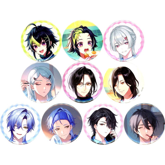 Set of 10 Virtual YouTuber Nijisanji DMM Scratch! Good Morning Button E Prize [USED]