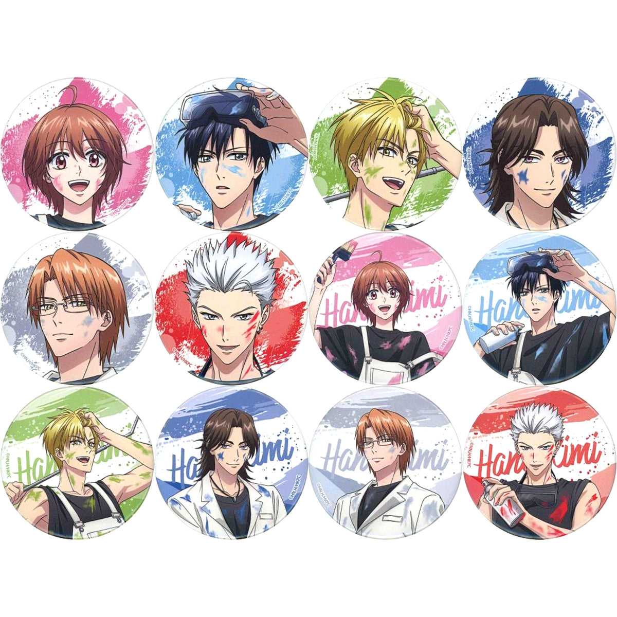 Set of 12 Anime Hana-Kimi: For You in Full Blossom 75mm Button Illustration Paint Style Ver. Ichigeki Collection Kuji C Prize, Hit Prize [USED]