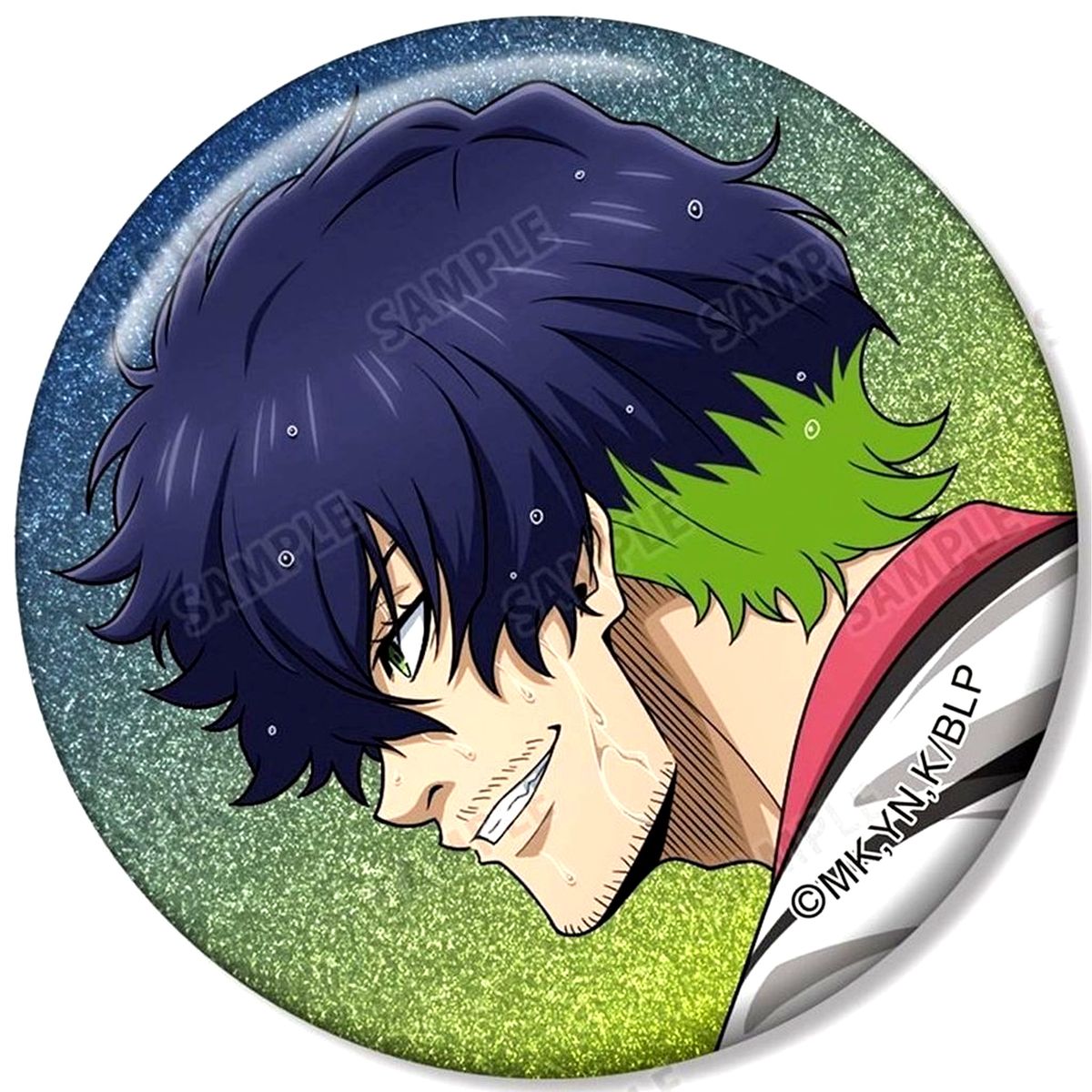 Oliver Aiku Blue Lock Trading Glitter Button Face Close Up Original Illustration Fighting Back Rain Ver. [USED]