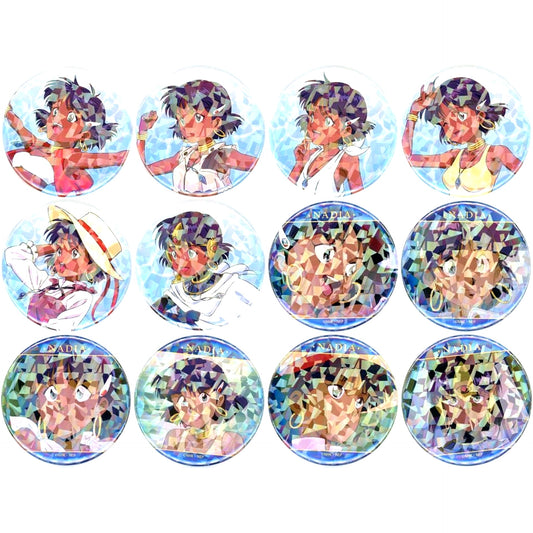 Set of 12 Nadia: The Secret of Blue Water Nadia Chronicle Ver. Ichigeki Collection 75mm Hologram Button [USED]