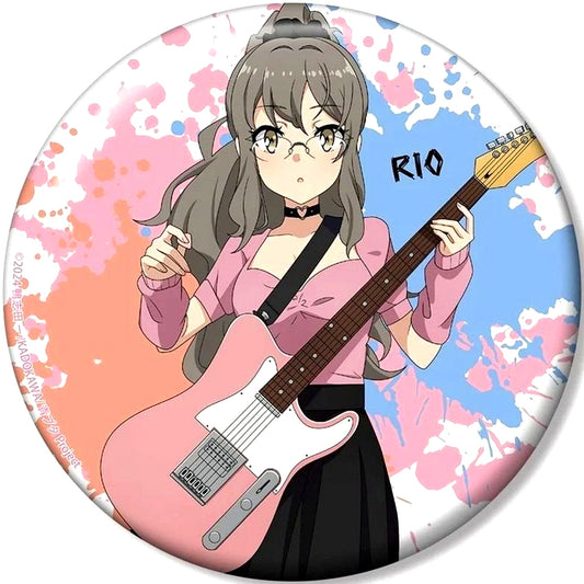Rio Futaba Rascal Does Not Dream Series Illustration Guitar Performance Ver. 100mm Button POP UP SHOP in TOWER RECORDS in 2026 [USED]