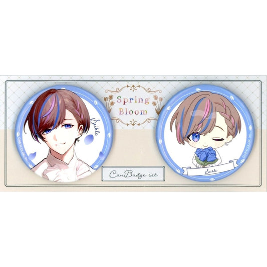 Set of 2 Seible Virtual YouTuber Nijisanji Karaoke Manekineko Collab Spring Bloom Button [USED]