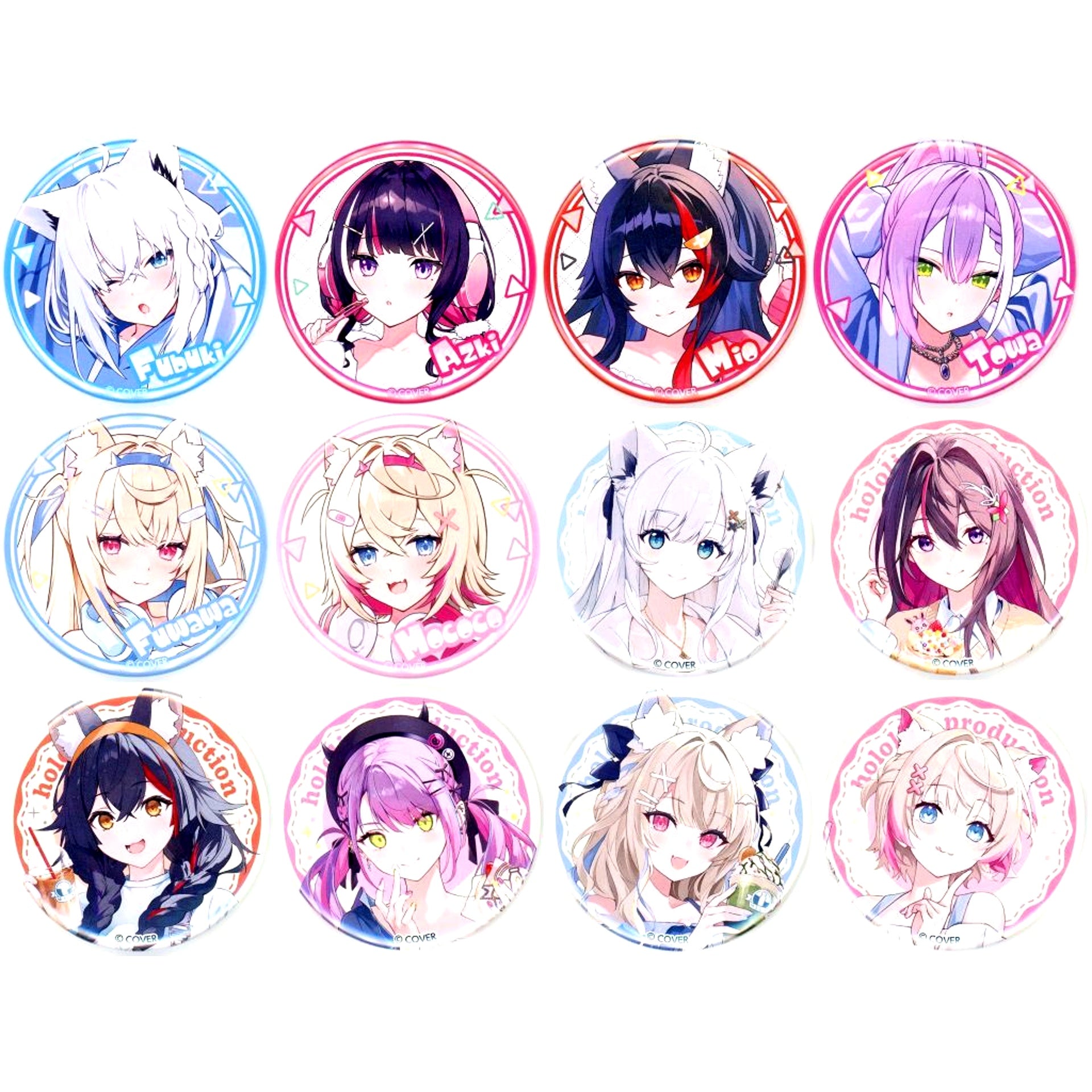 Set of 12 VTuber hololive x Lawson Campaign Button [USED]