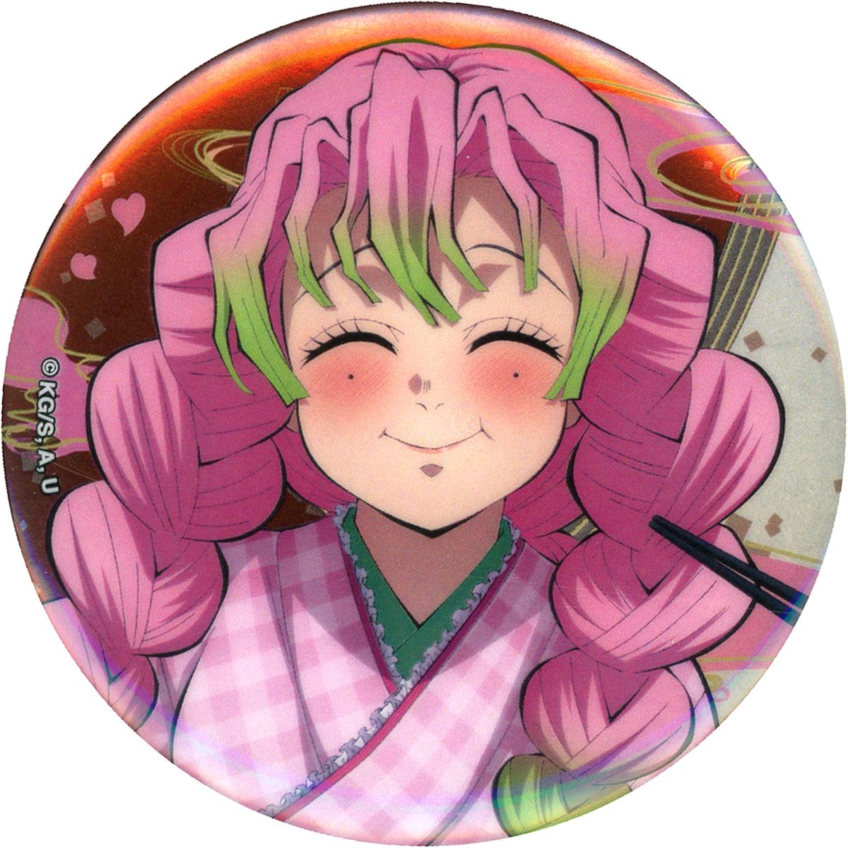 Mitsuri Kanroji Demon Slayer: Kimetsu no Yaiba Trading Metallic Button Takumen.com & Rakuumat Takumen x Demon Slayer: Kimetsu no Yaiba [USED]
