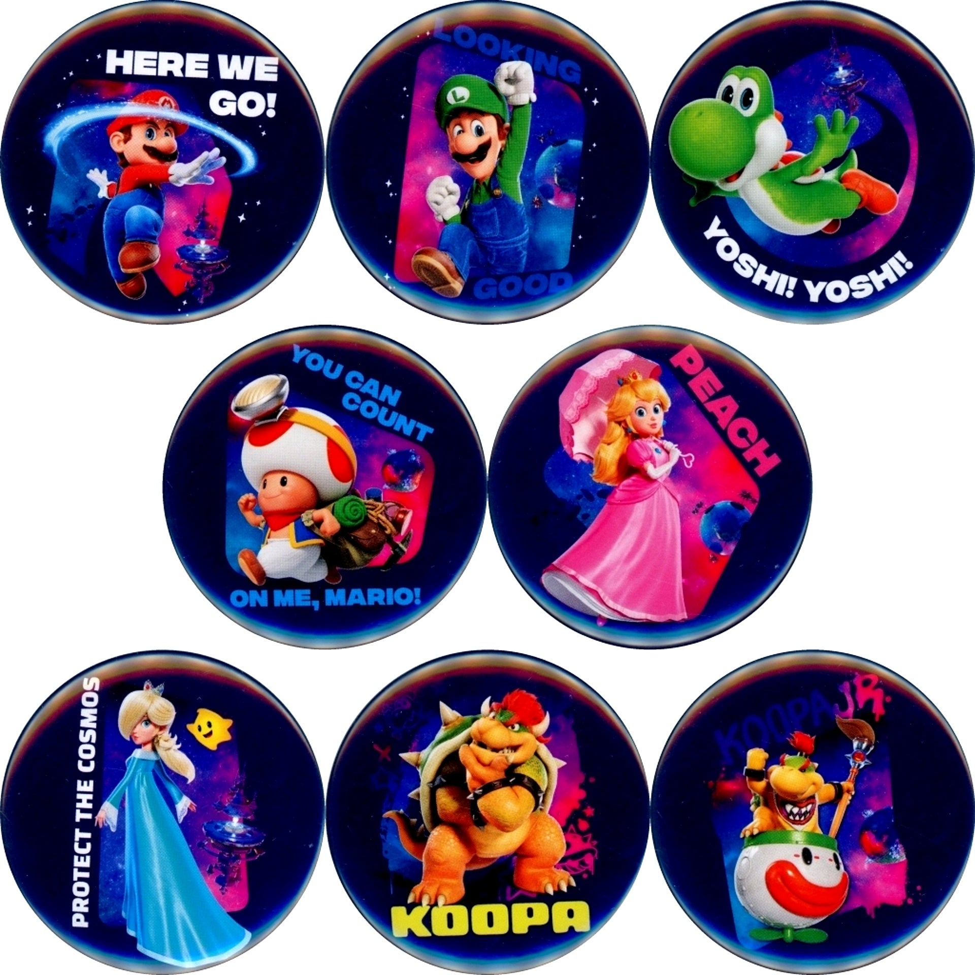 Set of 8 The Super Mario Galaxy Movie Button Collection Theater Goods [USED]