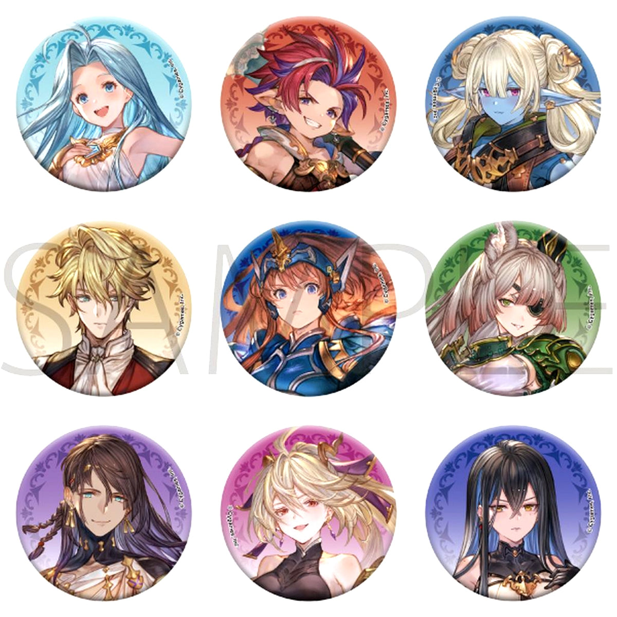 Set of 9 Granblue Fantasy Chara Badge Collection [USED]