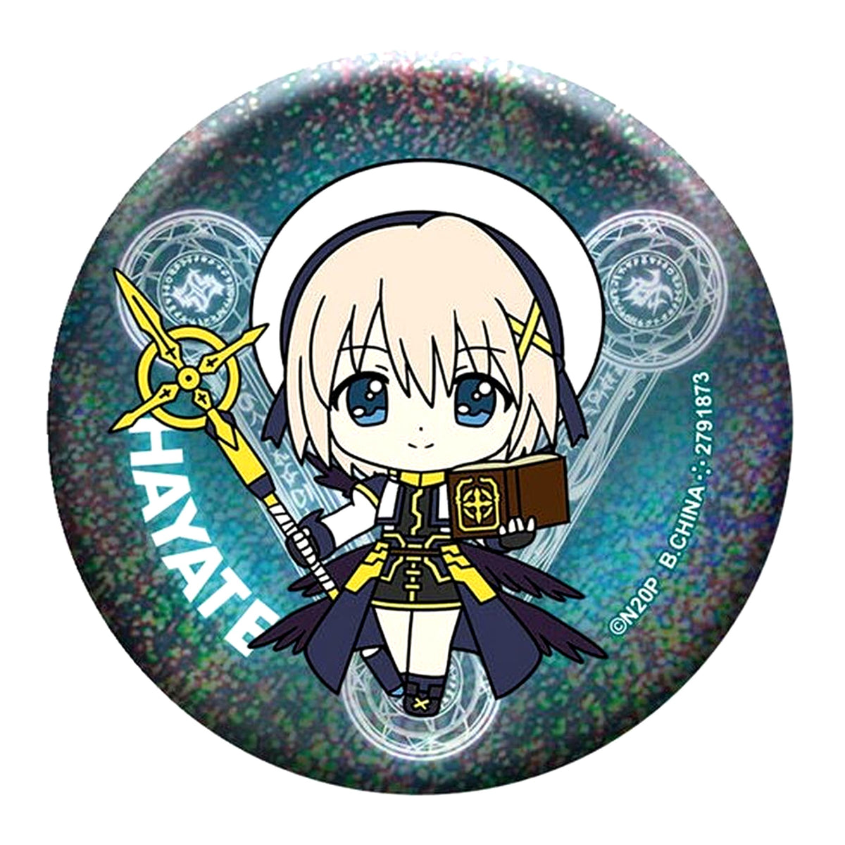 Hayate Yagami Magical Girl Lyrical Nanoha Hologram Button Assort Collection C Prize [USED]