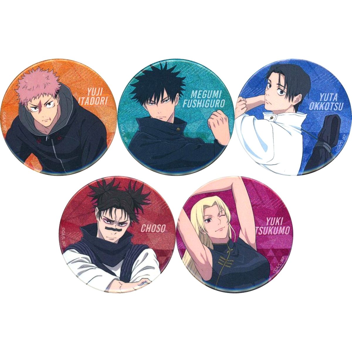 Set of 5 Jujutsu Kaisen Season 3 Glitter Chara Badge Collection Stretch Ver. Button [USED]