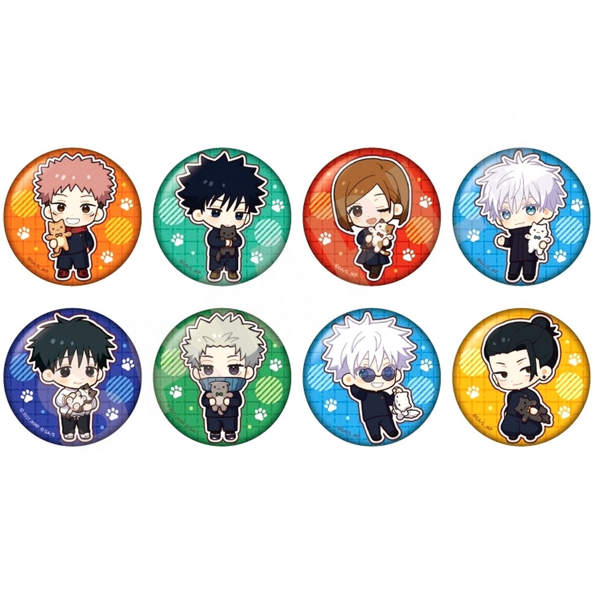 Set of 8 Jujutsu Kaisen 5th Anniversary Hug Series Trading Button Mini Character Ver. [USED]
