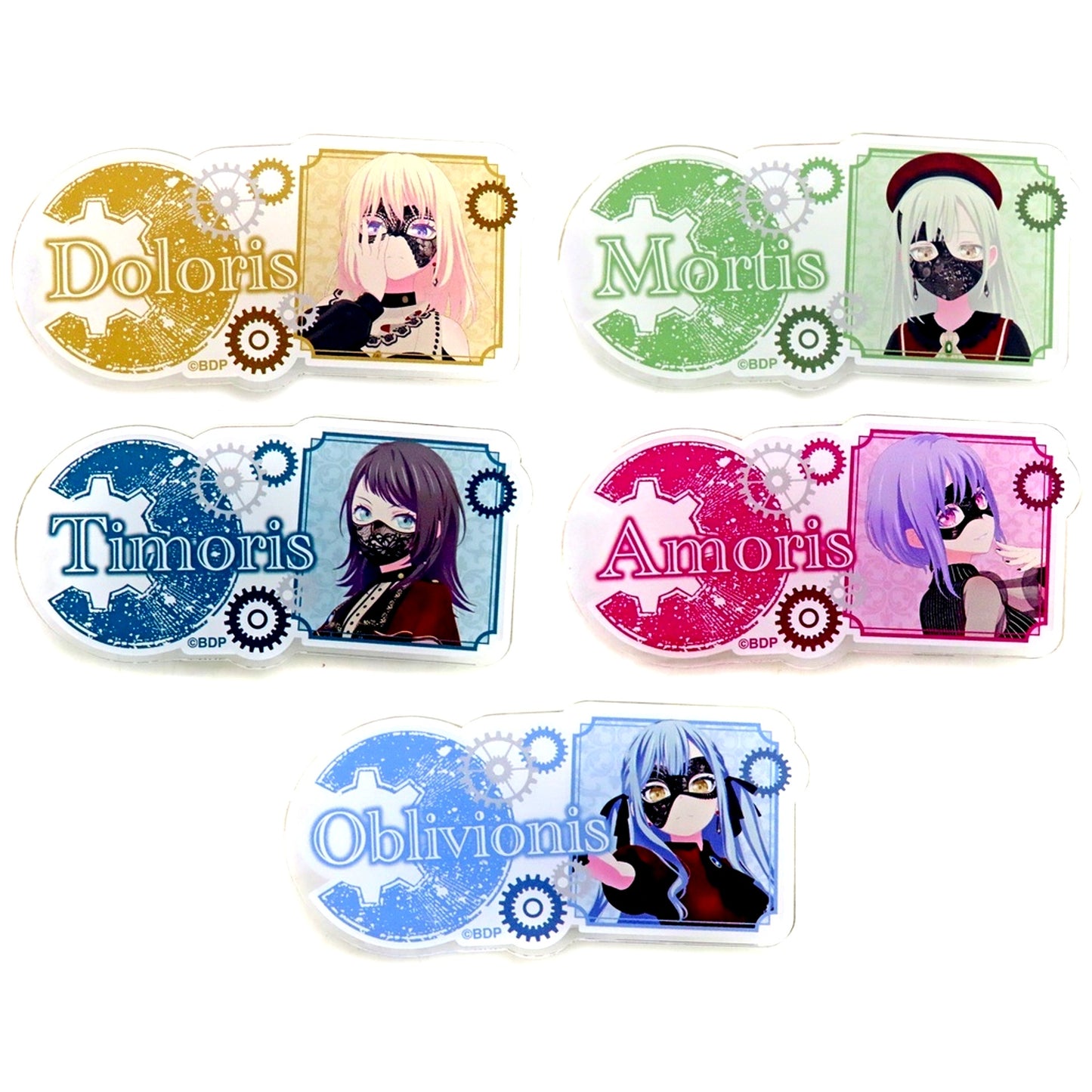 Set of 5 BanG Dream! Trading Stage Name Badge Ave Mujica [USED]
