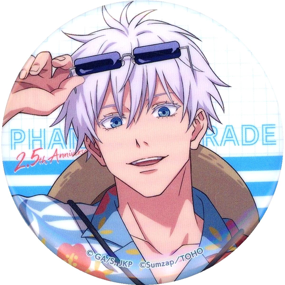 Satoru Gojo Close Up Jujutsu Kaisen Phantom Parade Trading Button Genei Yakou Honpo 2.5th Anniversary POP UP STORE [USED]
