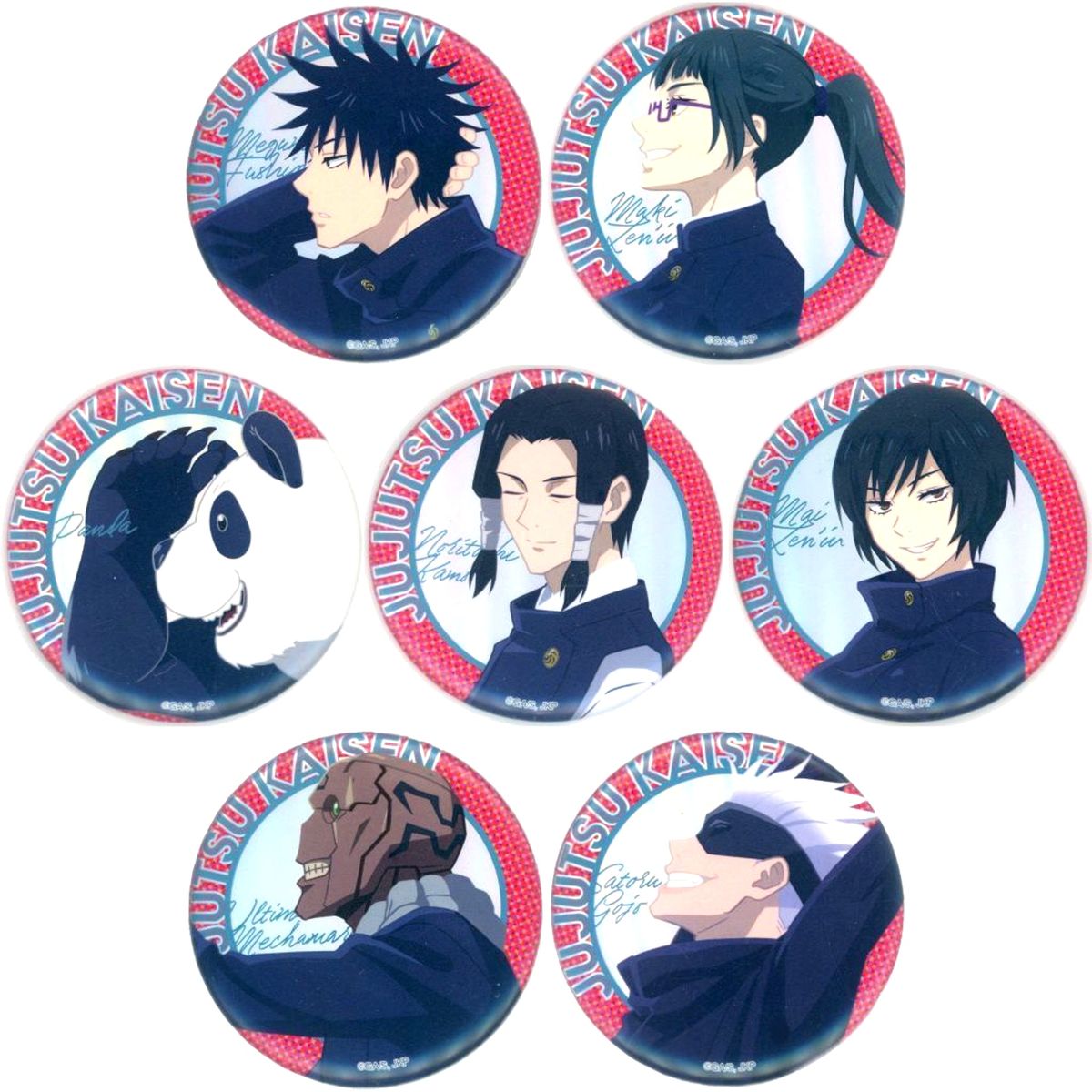 Set of 7 Jujutsu Kaisen Trading Big Button B Aurora Ver. 5th Anniversary SPECIAL POPUP at baseyard tokyo Visual 1st [USED]