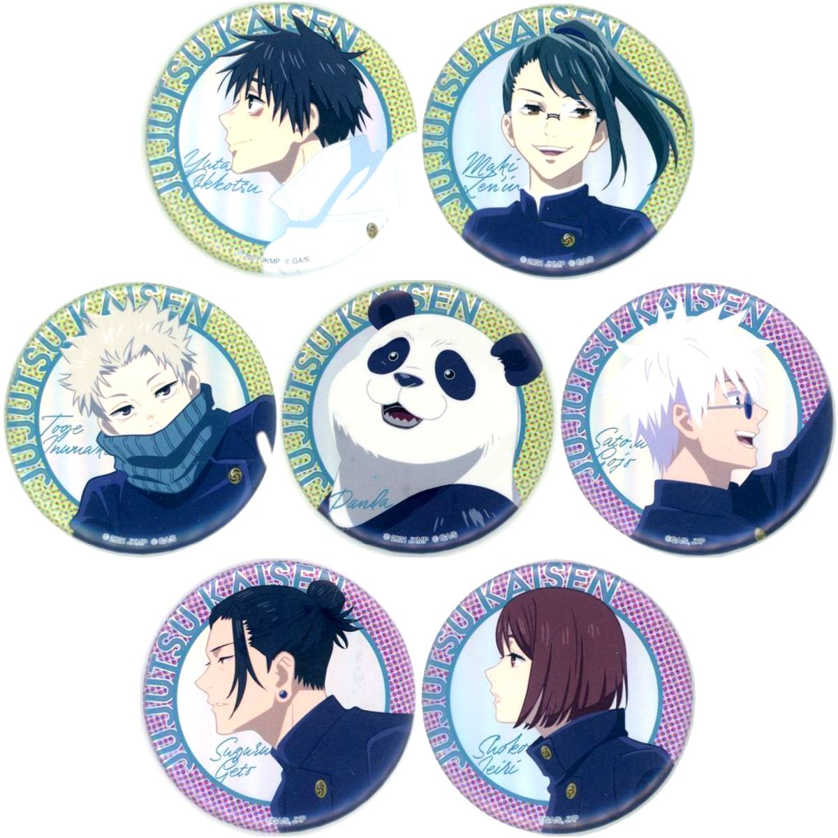 Set of 7 Jujutsu Kaisen Trading Big Button Aurora Ver. 5th Anniversary SPECIAL POPUP at baseyard tokyo Visual 2nd [USED]