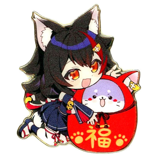 Ookami Mio Virtual YouTuber Holo Live Pin Badge Wafu Chibi Style hololive production official shop in Osaka Umeda [USED]