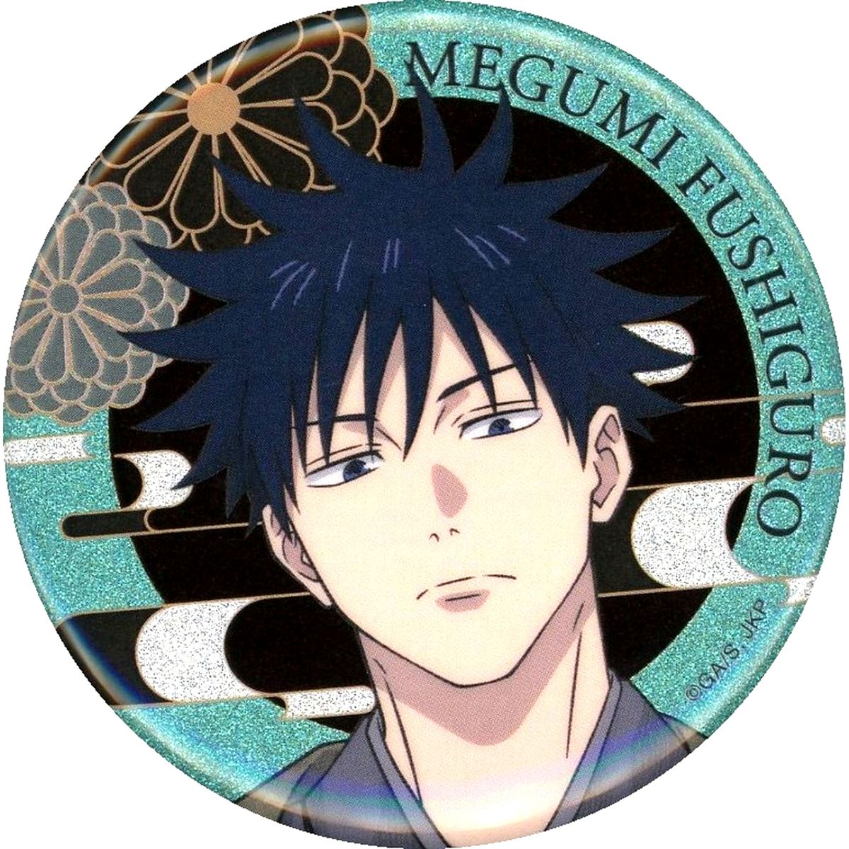 Megumi Fushiguro Close-Up Face Jujutsu Kaisen 5th Anniversary POP UP SHOP in SHIBUYA TSUTAYA Glitter Button [USED]