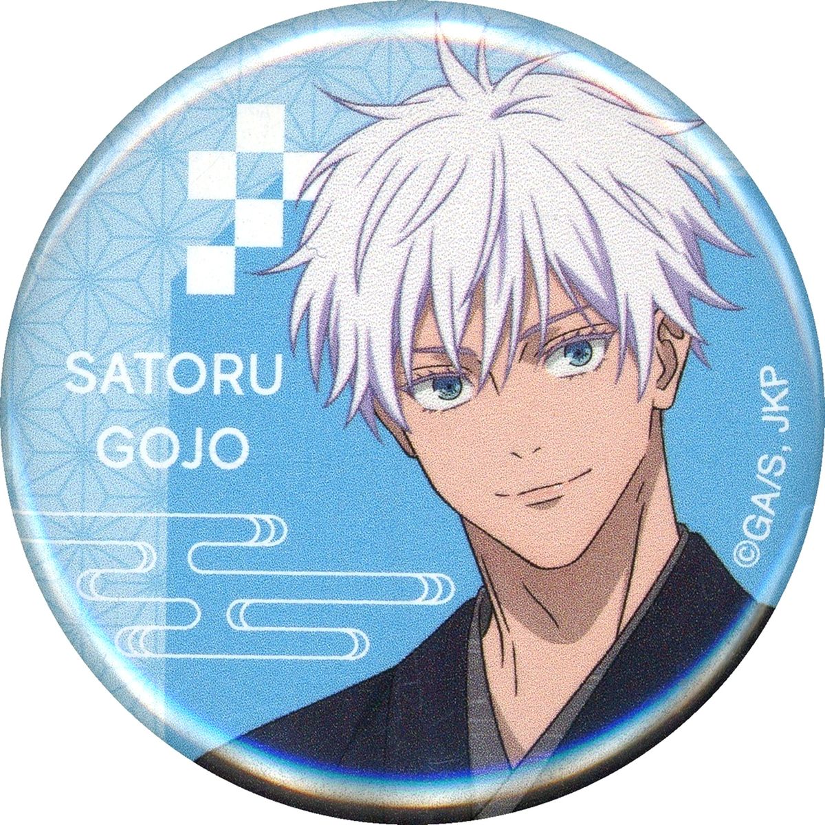 Satoru Gojo 32mm Button Jujutsu Kaisen 5th Anniversary POP UP SHOP in SHIBUYA TSUTAYA Roulette Game Synchro Double Roulette Black Flash Activation 3rd Prize [USED]