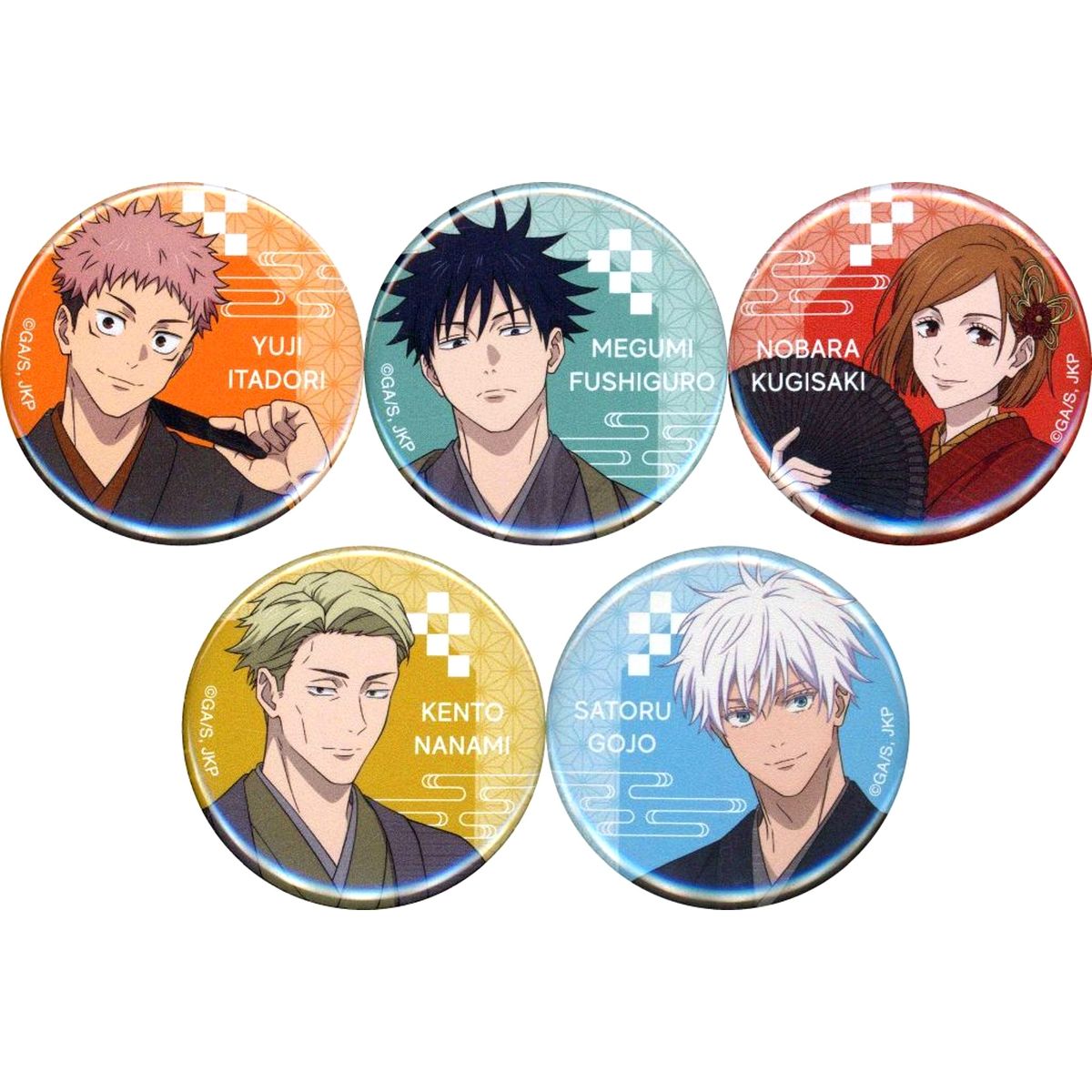 Set of 5 32mm Button Jujutsu Kaisen 5th Anniversary POP UP SHOP in SHIBUYA TSUTAYA Roulette Game Synchro Double Roulette Black Flash Activated 3rd Prize [USED]