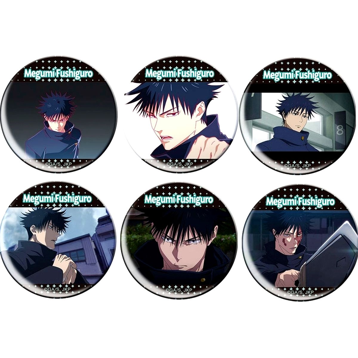 Set of 6 Megumi Fushiguro Jujutsu Kaisen Season 3 Chara Badge Collection Button [USED]