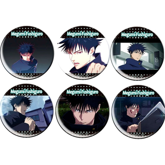 Set of 6 Megumi Fushiguro Jujutsu Kaisen Season 3 Chara Badge Collection Button [USED]