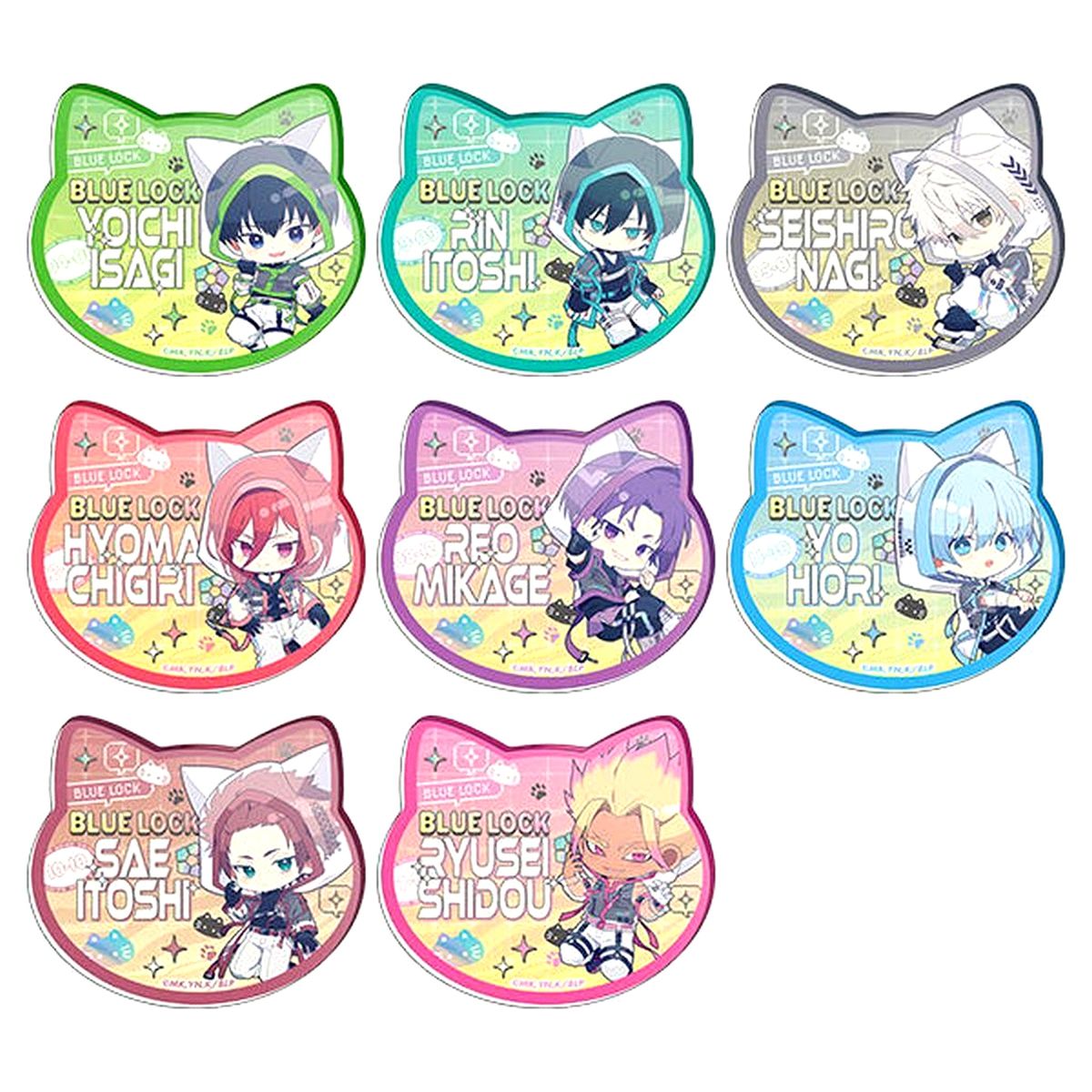 Set of 8 Blue Lock Season 2 Acrylic Badge Collection Cyber Cat [USED]