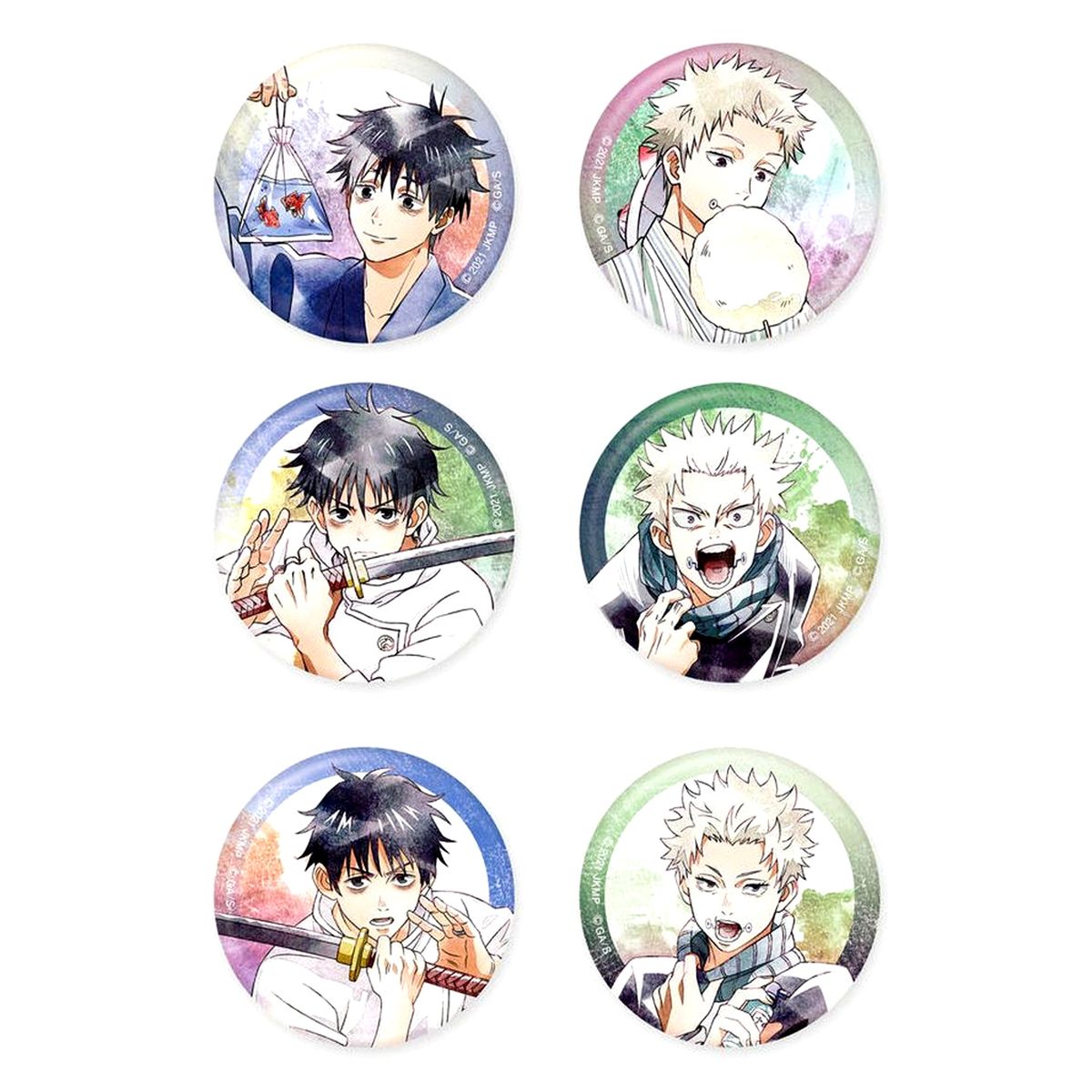 Set of 6 Jujutsu Kaisen 0 Movie Chara Badge Collection Button Art-Pic 5th Anniversary Goods [USED]