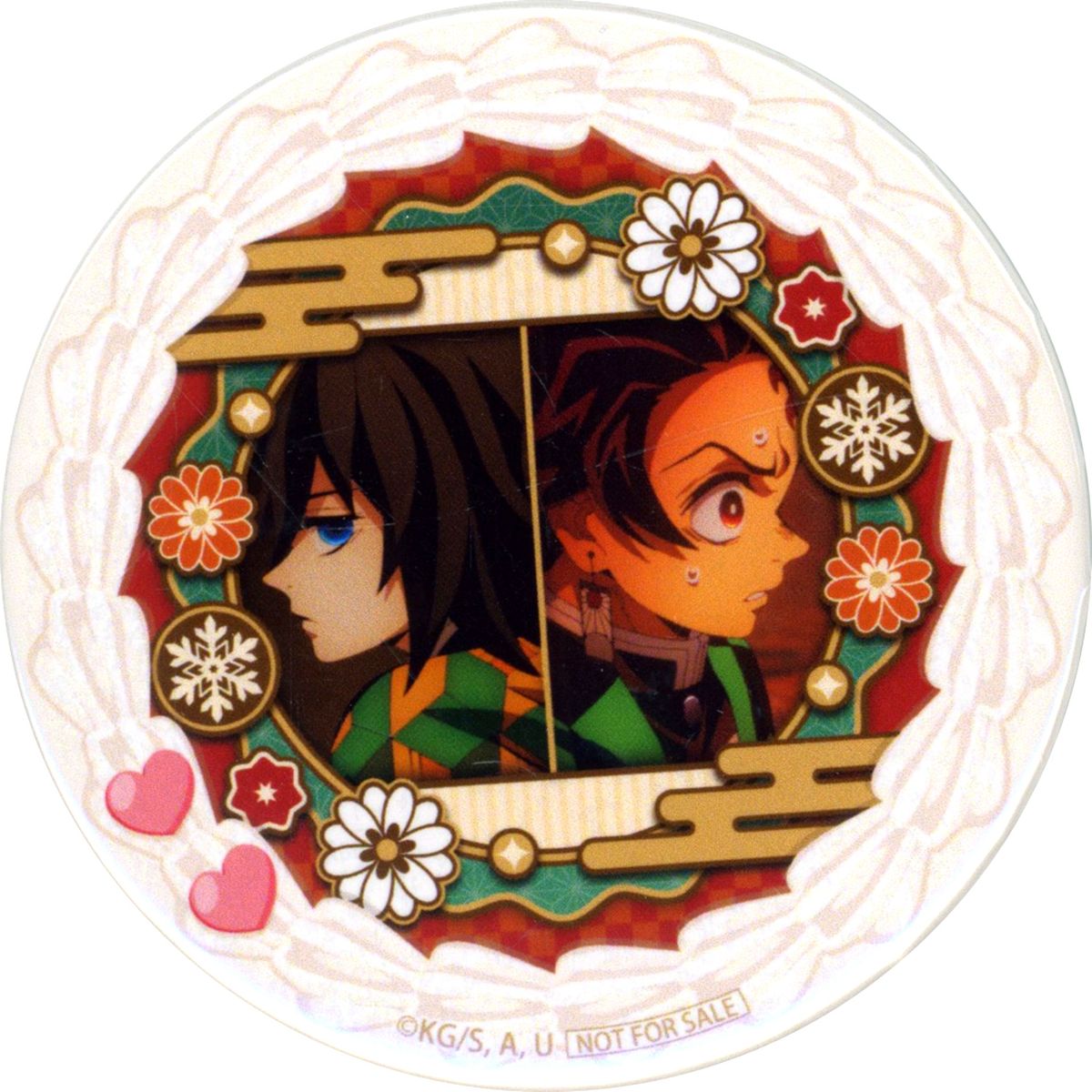 Tanjiro Kamado Giyu Tomioka Original Button Demon Slayer: Kimetsu no Yaiba x Purirooru Xmas Puri Cake 2025 Purchase Bonus [USED]