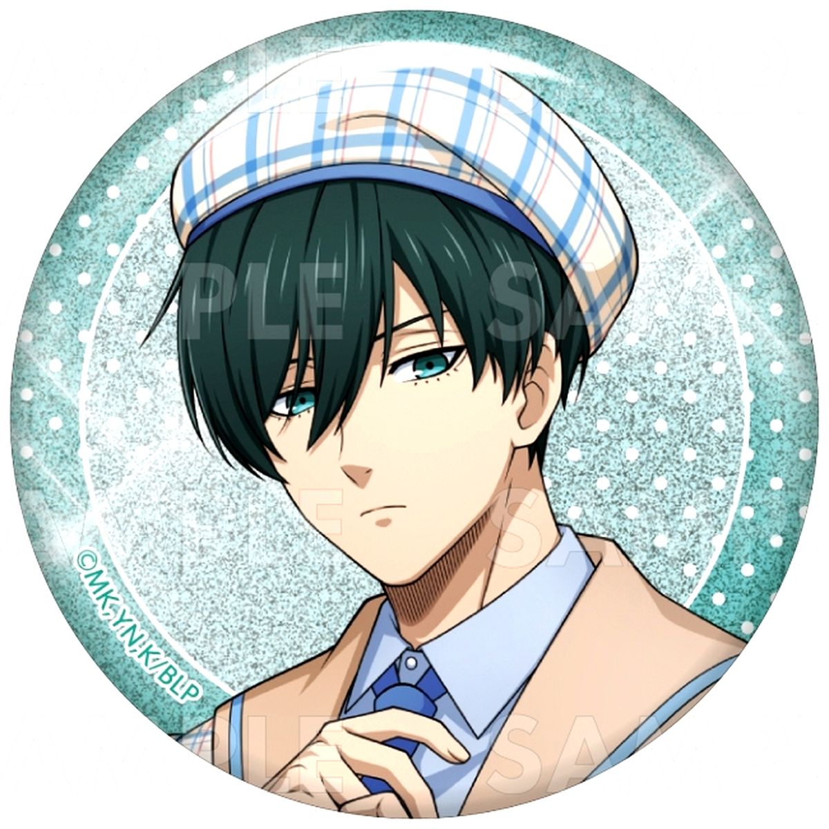 Rin Itoshi Blue Lock Check Sailor Style Trading Glitter Button [USED]