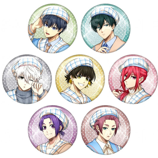 Set of 7 Blue Lock Check Sailor Style Trading Glitter Button [USED]