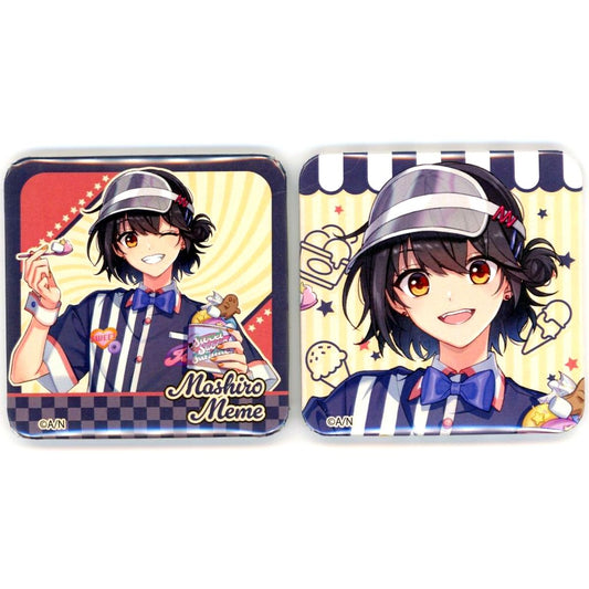 Set of 2 Mashiro Meme Virtual YouTuber Nijisanji Karaoke Manekineko Collab Square Button Sweet Scoop Sundae [USED]