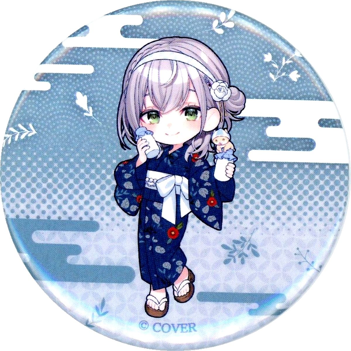 Shirogane Noel Mini Chara Ver. Virtual YouTuber Holo Live Gokurakuyu and RAKU SPA Collaboration Vol. 9 Furo Life Healing Hot Spring Tour: Futameguri Trading Button [USED]