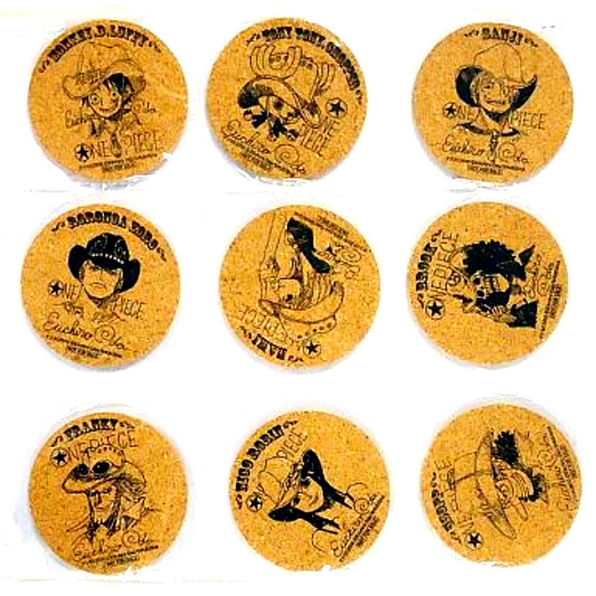 Straw Hat Pirates Set of 9 One Piece Premium Cork Coaster Shueisha Natsu Comi 2010 Campaign Item [USED]