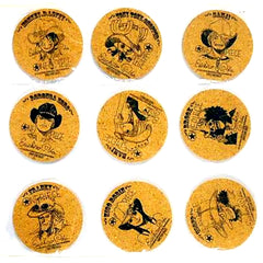 Straw Hat Pirates Set of 9 One Piece Premium Cork Coaster Shueisha Natsu Comi 2010 Campaign Item [USED]