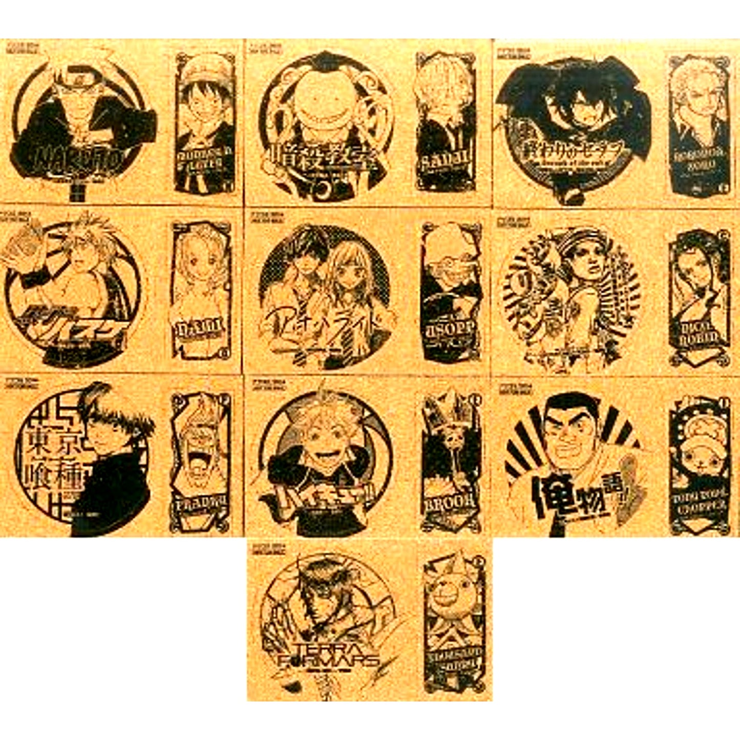 Set of 10 ONE PIECE Shueisha NatsuComi 2014 Summer Comics Fair All Star Set Novelty Cork Coaster & Cork Piece Set [USED]