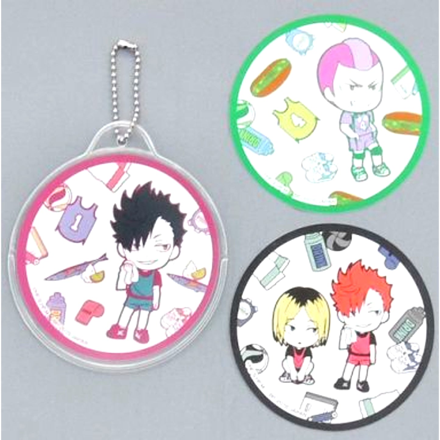 Set of 3 Tetsuro Kuroo Taketora Yamamoto Kenma Kozume F Prize Coaster Collection Kyun Chara Illustrations Ichiban Kuji Haikyu Haru no Kyoka Gasshuku [USED]