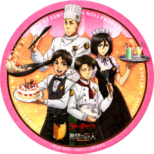 Group Sweets Corps Attack on Titan x SWEETS PARADISE Drink Order Bonus Coaster [USED]