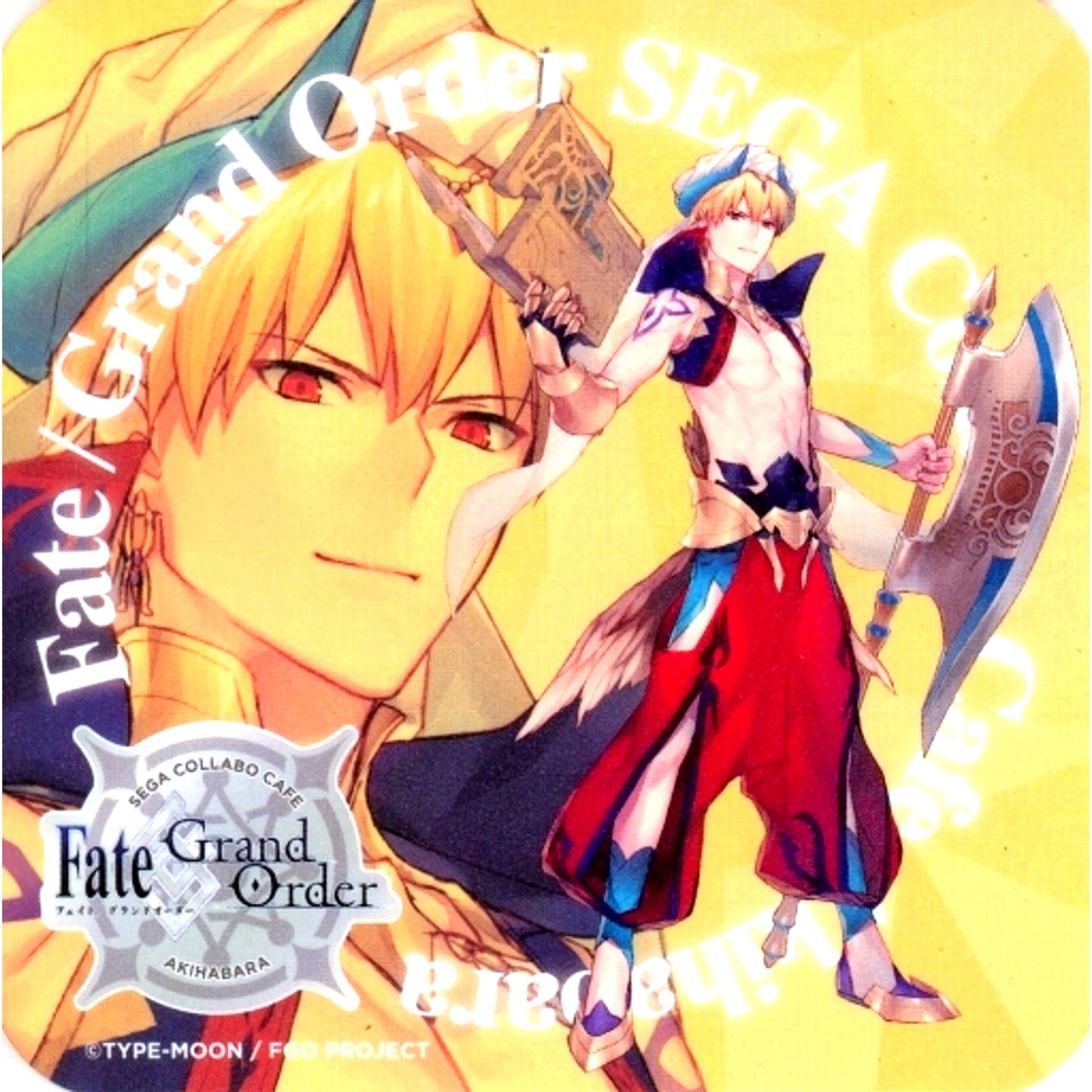 Caster Gilgamesh Original Coaster Sega Collab Cafe Fate/Grand Order Drink Order Bonus [USED]
