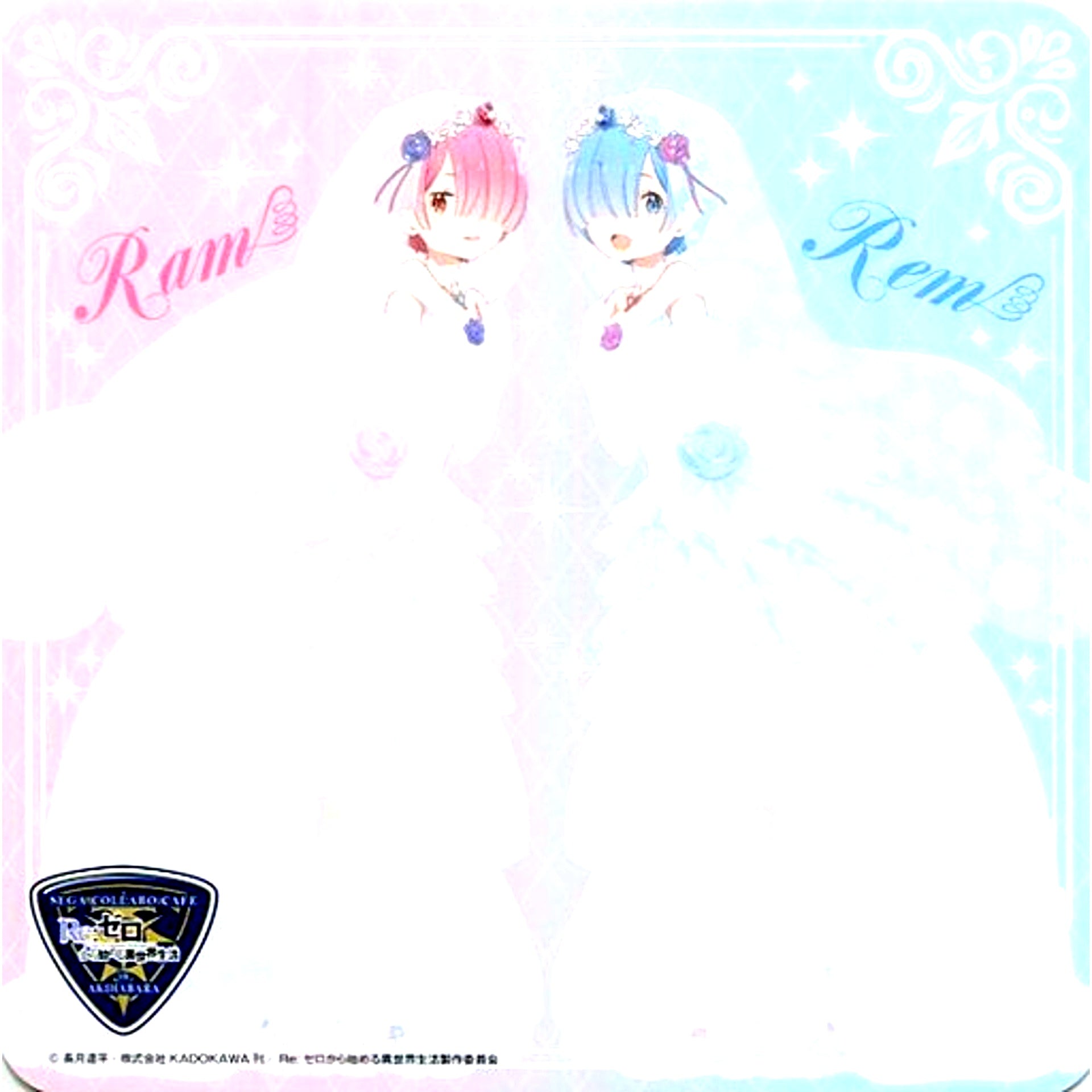 Ram & Rem Wedding Ver. Re:ZERO Starting Life in Another World Sega Collab Cafe Vol.1 Food Order Bonus Special Big Coaster [USED]