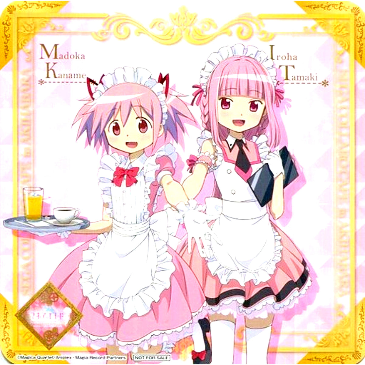 Iroha Tamaki and Madoka Kaname Maid Magia Record Puella Magi Madoka Magica Side Story Special Big Coaster Sega Collab Cafe Part 1 Food Menu Order Bonus [USED]