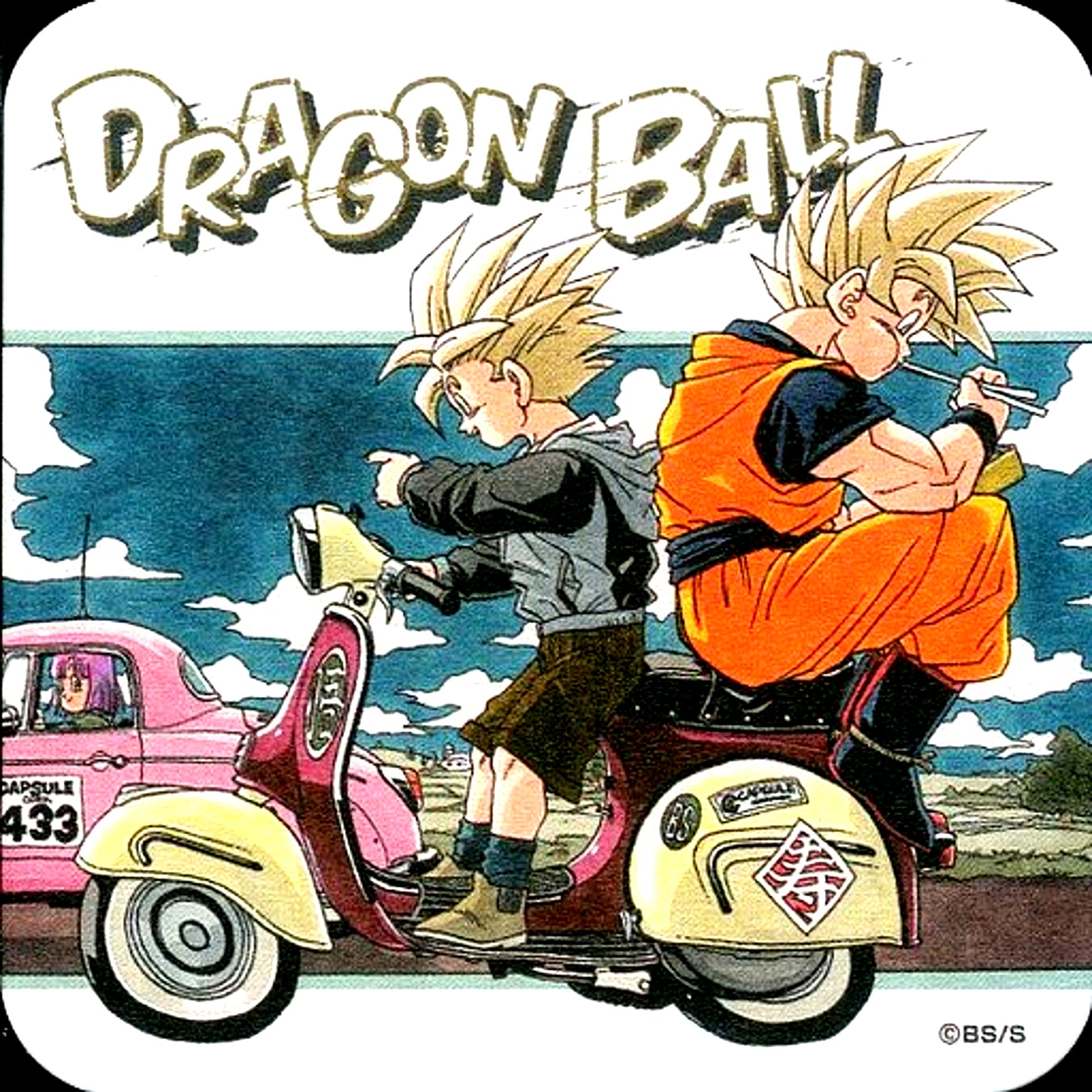 Goku and Gohan Motorcycle DRAGON BALL 50th Anniversary Weekly Shonen Jump Exhibition Vol.2 Art Coaster Goods [USED]