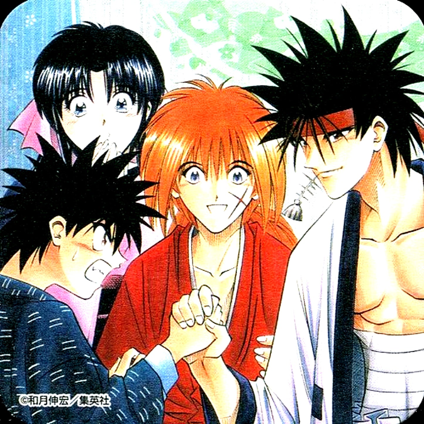 Kenshin Sanosuke Kaoru Yahiko Arm Wrestling Rurouni Kenshin Art Coaster 50th Anniversary Weekly Shonen Jump Exhibition Vol.2 Goods [USED]
