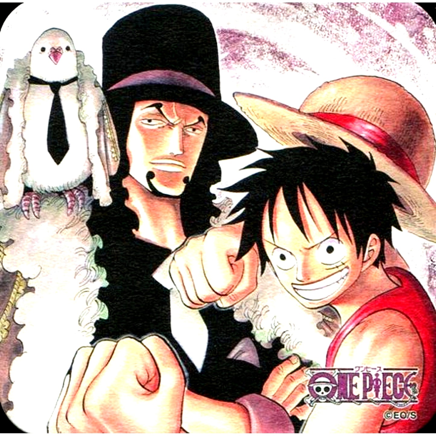 Luffy Rob Lucci One Piece Art Coaster Koukai no Kiseki 50th Anniversary Weekly Shonen Jump Exhibition Vol.3 Goods [USED]