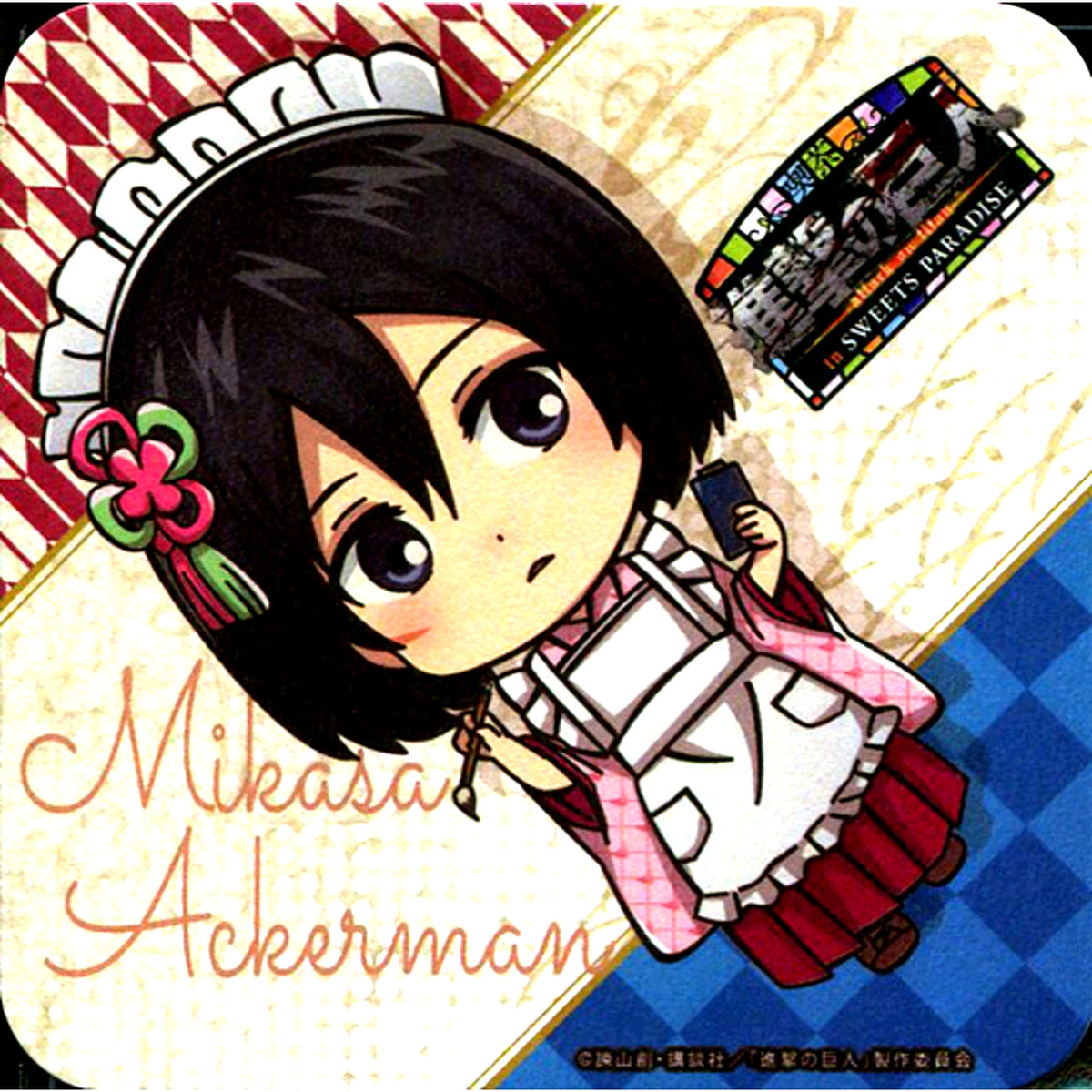 Mikasa Ackerman Cafe Attack on Titan in SWEETS PARADISE Collab Menu Order Bonus Original Coaster [USED]