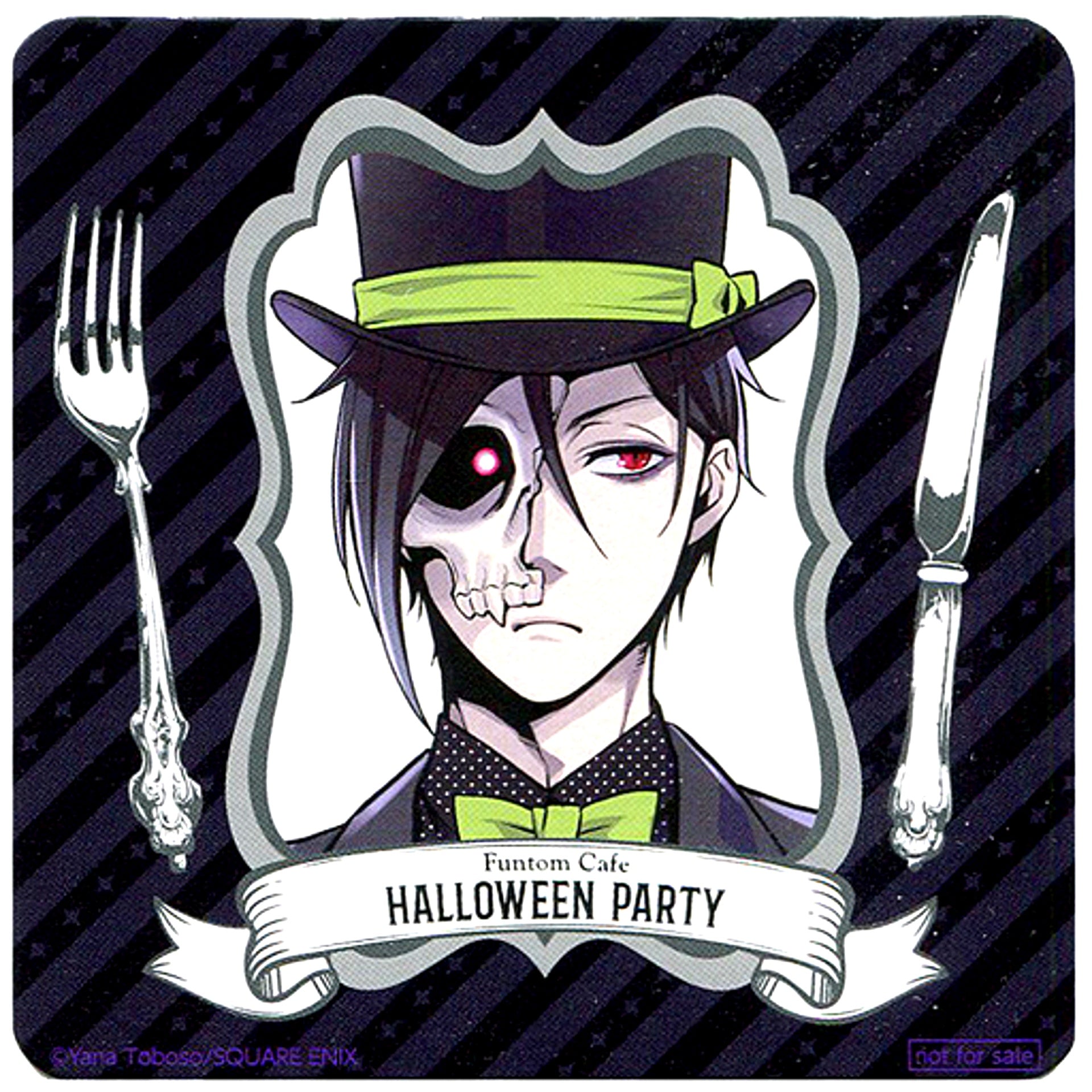Sebastian Michaelis Front Original Coaster Black Butler Funtom Cafe Halloween Party Drink Sweets Order Bonus [USED]