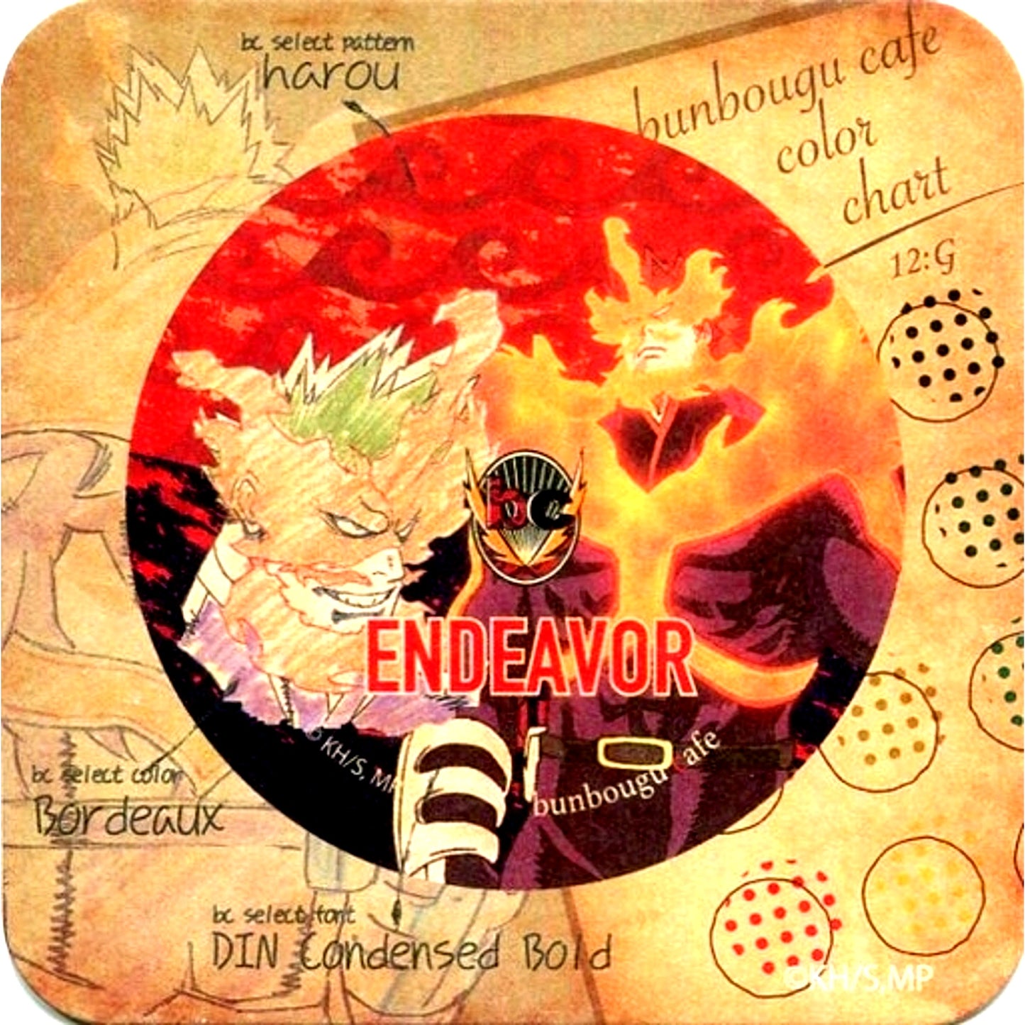 Endeavor My Hero Academia x Bunbougu Cafe 2018 Collabo Menu Order Bonus Coaster [USED]
