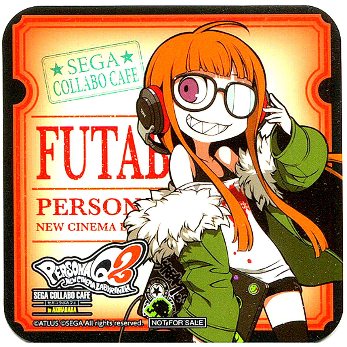 Futaba Sakura Drink Coaster Sega Collab Cafe Persona Q2 New Cinema Labyrinth Part 1 Drink Order Bonus [USED]