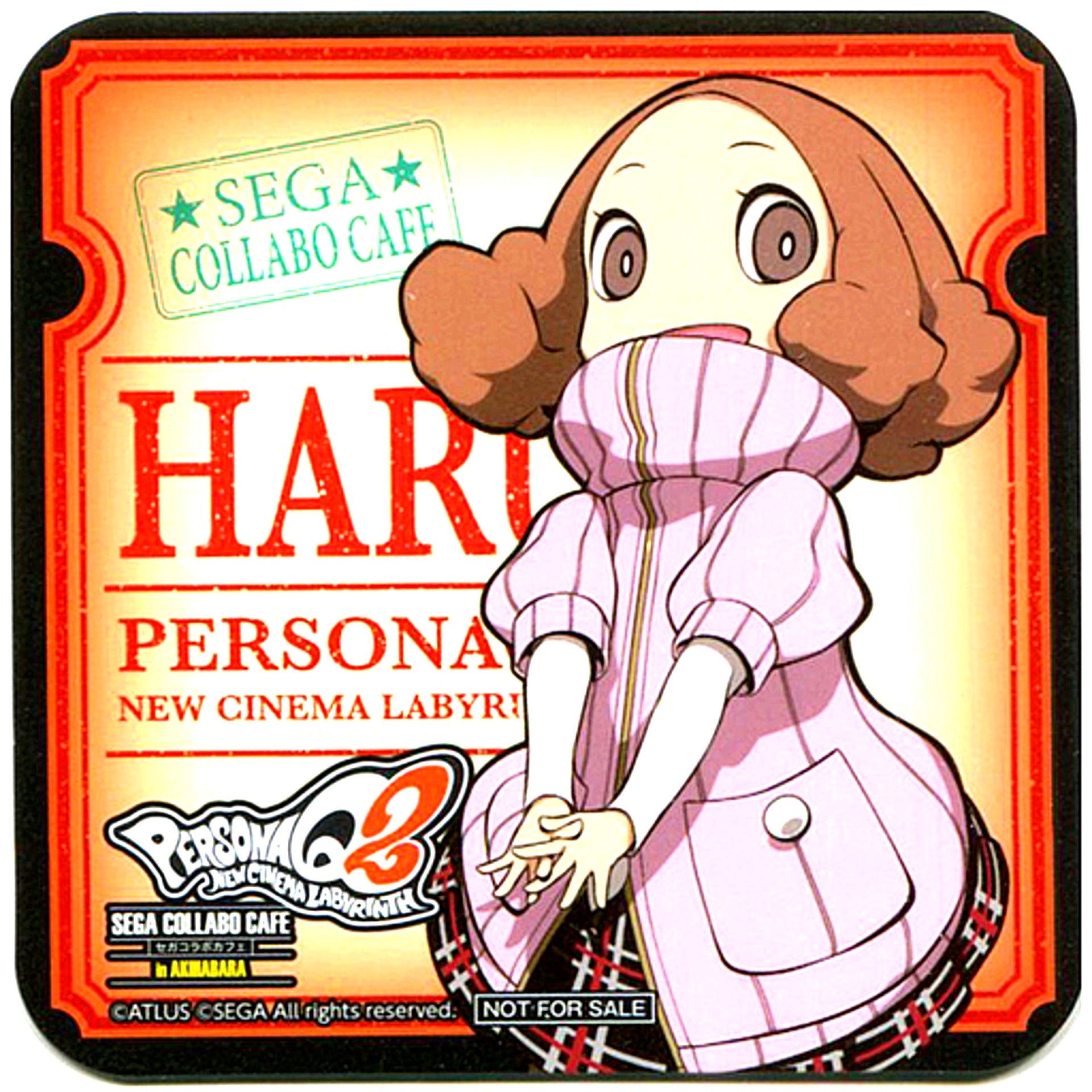 Haru Okumura Drink Coaster Sega Collab Cafe Persona Q2 New Cinema Labyrinth Part 1 Drink Order Bonus [USED]